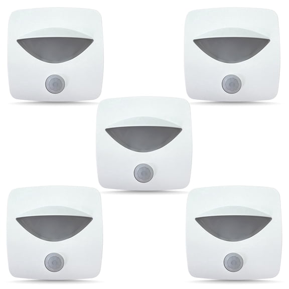 Command Electronics 12V LED Motion Activated Step Light - Surface Mount - Clear Lens - OEM RV Camper Bus Truck and Trailer - 2.5 x 2.5 x 1 Inch - Hardware & Connectors Included | White Frame (5 Pack)