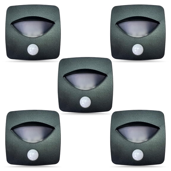 Command Electronics 12V LED Motion Activated Step Light - Surface Mount Security Light with Motion Detector - Clear Lens - OEM RV Bus & Trailer - Hardware & Connectors Included | Black Frame (5 Pack)