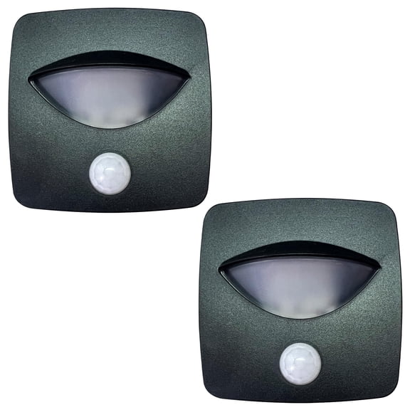 Command Electronics 12V LED Motion Activated Step Light - Surface Mount Security Light with Motion Detector - Clear Lens - OEM RV Bus & Trailer - Hardware & Connectors Included | Black Frame (2 Pack)
