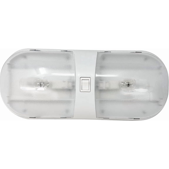 Command Electronics OEM 12V Incandescent RV Double Interior Dome Light with Rocker Switch - Made in USA - Surface Mount for Easy Installation - Hardware & Connectors Included | White (1 Pack)