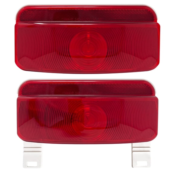 Command Electronics OEM 12V Incandescent RV & Trailer Tail Light - Made in USA - Brake Light with Built-in Reflector and License Plate Bracket - Hardware & Connectors Included | White Trim (2 Pack)