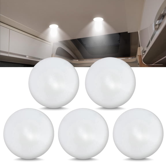 Command Electronics OEM 12V LED RV Low Profile Surface Mount Ceiling Light - Made in USA - Durable Design - Hardware & Connectors Included - 4.5 Inch Diameter for Compact Spaces | White (5 Pack)