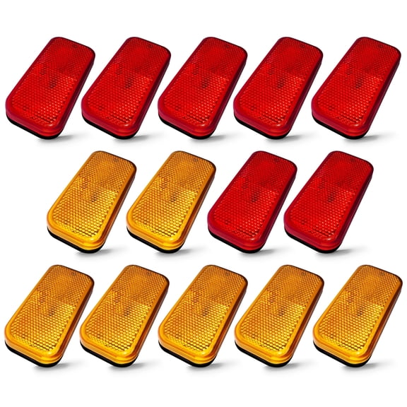 Command Electronics OEM 12V Modern Incandescent RV & Trailer Clearance Light - Made in USA - Durable Design - Surface Mount - Hardware & Connectors Included | Black Base - Amber & Red (14 Pack)