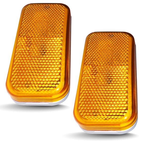 Command Electronics OEM 12V Modern Incandescent RV & Trailer Clearance Light - Made in USA - Durable Design - Surface Mount - Hardware & Connectors Included | White Base - Amber (2 Pack)