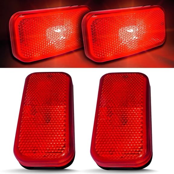 Command Electronics OEM 12V Modern Incandescent RV & Trailer Clearance Light - Made in USA - Durable Design - Surface Mount - Hardware & Connectors Included | White Base - Red (2 Pack)