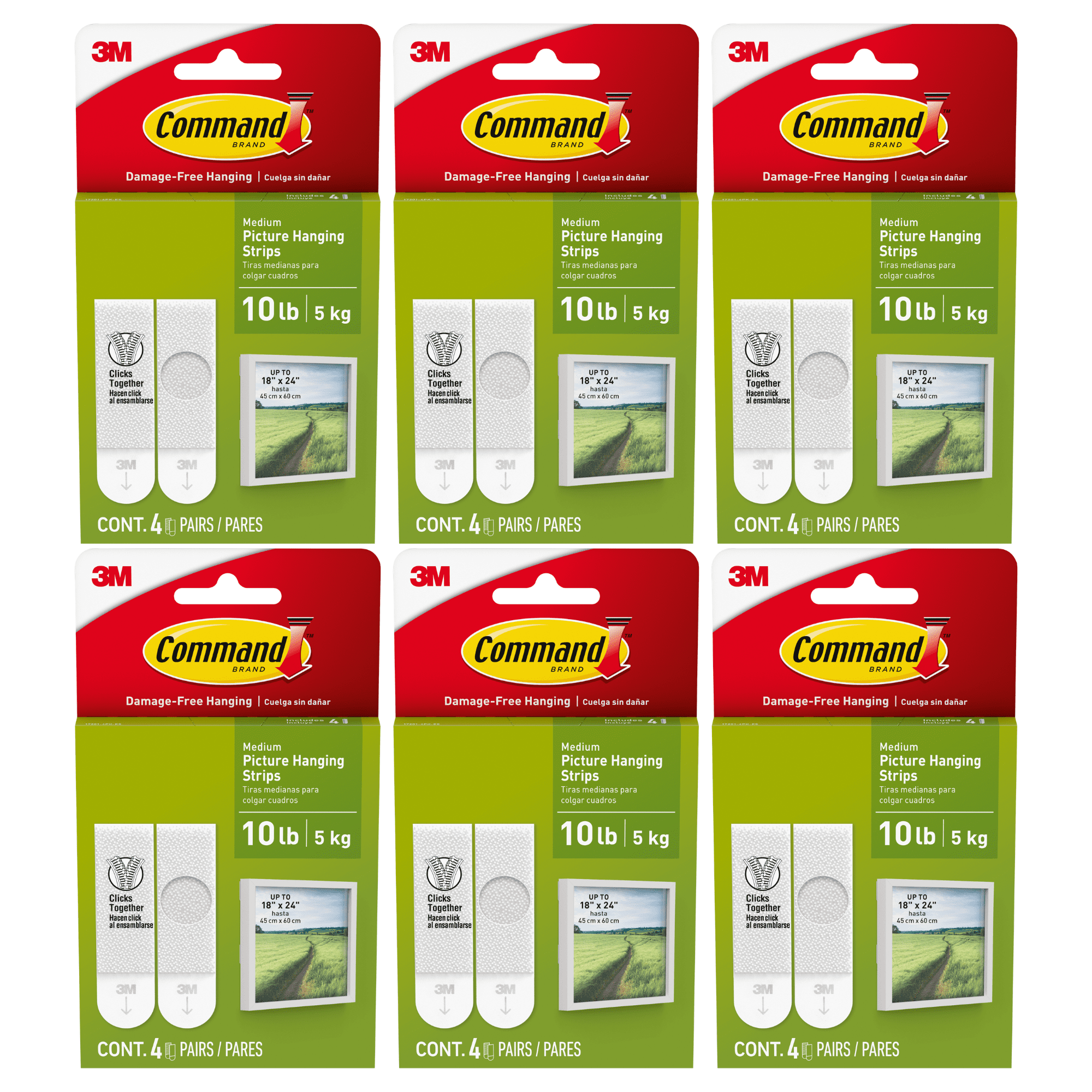 Command Medium Picture Hanging Strips: 4 pairs (White) [6-pack] 17201-4PK-ES