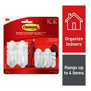Command General Purpose Hooks Small/Medium, 3lb Cap, White, 4 Hooks & 8 Strips/Pack