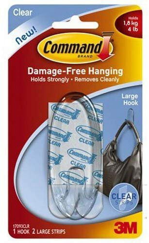 Large Clear Plastic Adhesive Hook for Indoor Use