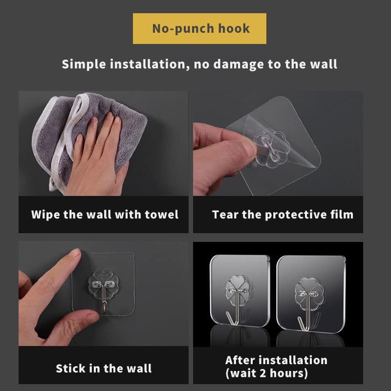 Command Hooks Clear Door Adhesive Heavy Duty Shower Wall Hooks for