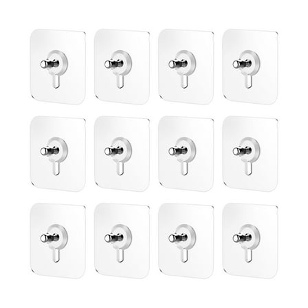 Command Hooks - Qyaukm 12Pcs Adhesive Picture Hangers, No Drill Wall Hooks for Frames, Photos, Art, Damage-Free Removable Command Strips for Tile, Glass, Wall, 6*6Cm