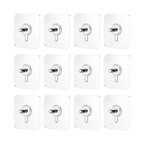 Command Hooks - Qyaukm 12Pcs Adhesive Picture Hangers, No Drill Wall Hooks for Frames, Photos, Art, Damage-Free Removable Command Strips for Tile, Glass, Wall, 6*6Cm