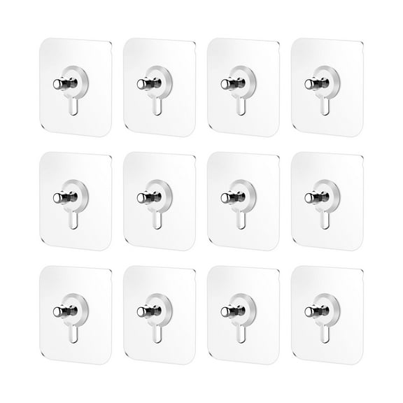 Command Hooks - Qyaukm 12Pcs Adhesive Picture Hangers, No Drill Wall Hooks for Frames, Photos, Art, Damage-Free Removable Command Strips for Tile, Glass, Wall, 6*6Cm