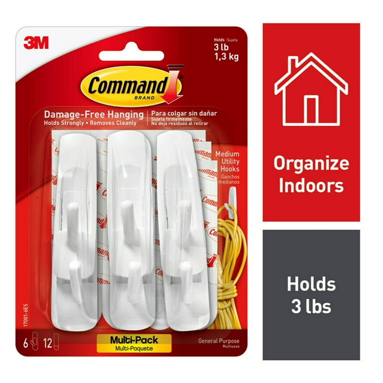 Command Hooks Value Pack, White, Medium, 6 Hooks, 12 Strips/Pack Command Hooks Value Pack, White, Medium, 6 Hooks, 12 Strips/Pack