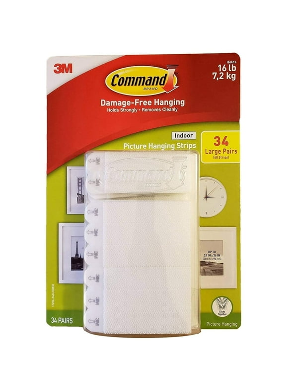 Command Indoor Picture Hanging Strips 34 Large Pairs, 68 Total Strips