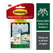 Command Indoor and Outdoor Light Clips, Clear, Hang Lights, 24 Clips and 28 Strips, Holiday Decorations
