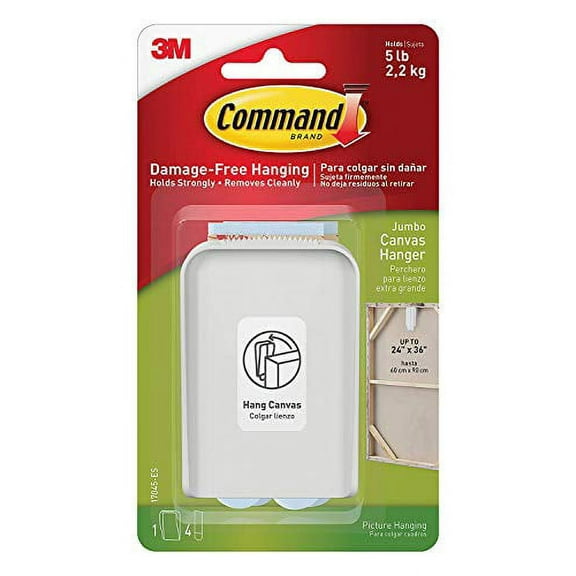 Command Jumbo Canvas Hanger LB7L8P7, 2-Hook, 8-Large Strips