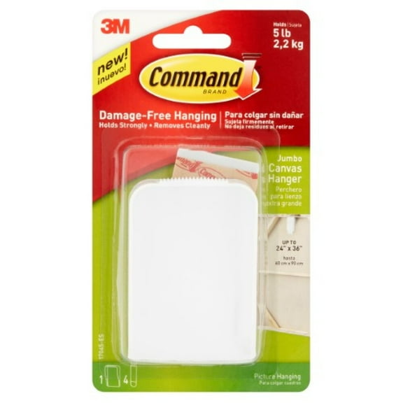 Command Jumbo Canvas Hangers, Indoor Use, White (Pack of 2)