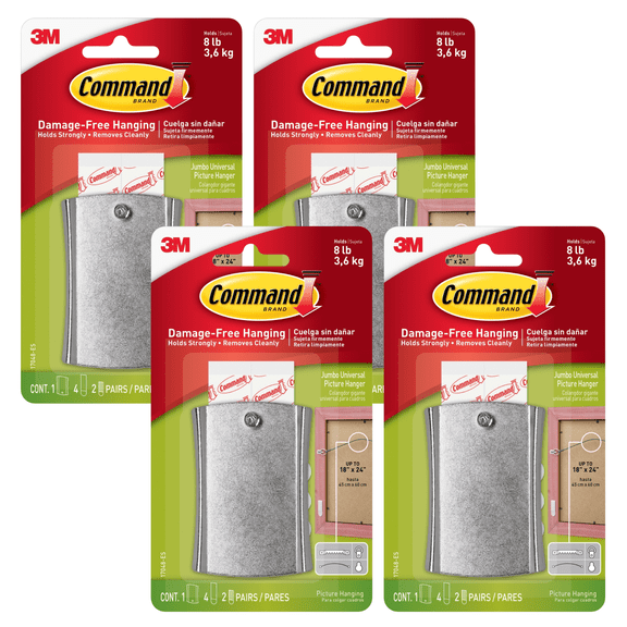 Command Jumbo Universal Picture Hanger: (Silver) [4-pack] 17048-ES