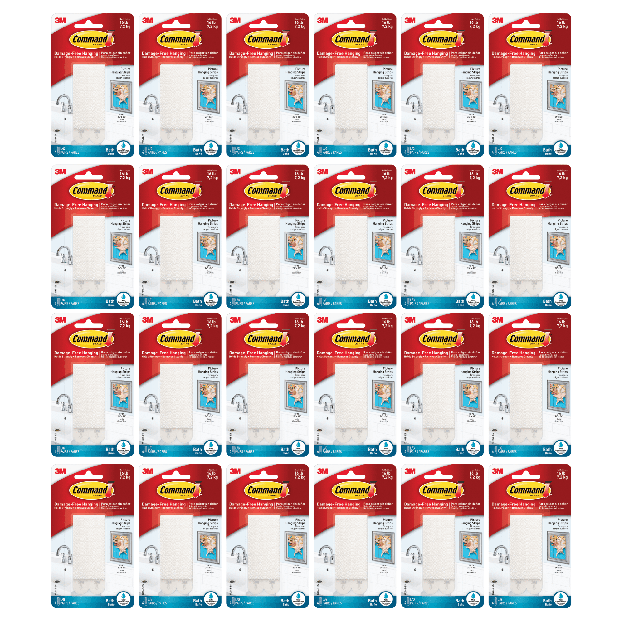 Command Large Bath Picture Hanging Strips 17206B-ES, Large