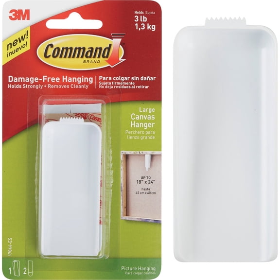 Command Large Canvas Hanger, Decorate Damage-Free, Indoor Use, 1 hanger, 2 strips 17044-ES