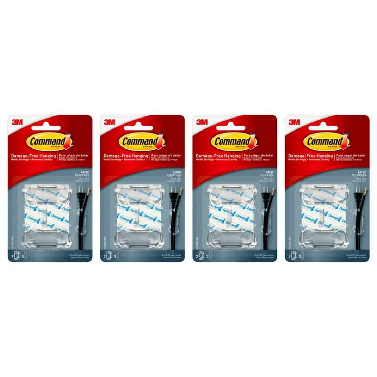 3M Adhesive Clear Wire Clips Pack of 4