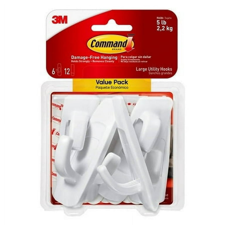 Large White Utility Hook Value Pack (6 Hooks, 12 Strips) Large White Utility Hook Value Pack (6 Hooks, 12 Strips)