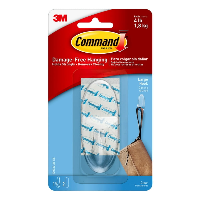 Command Large Hook with Clear Strips - 4 lb (1.81 kg) Capacity - 3.4 Command Large Hook with Clear Strips - 4 lb (1.81 kg) Capacity - 3.4