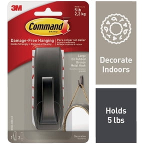 Command Large Modern Reflections Metal Hook, Holds up to 5 lb, Oil Rubbed Bronze, 1 Wall Hook with 2 Command Strips, Damage Free Hanging Hooks for Hanging Decorations in Living Spaces