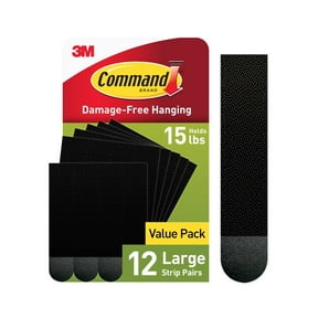 Command Large Picture Hangers, Holds 15 lbs, Black, Damage-Free Hanging, 12 Pairs Adhesive Strips