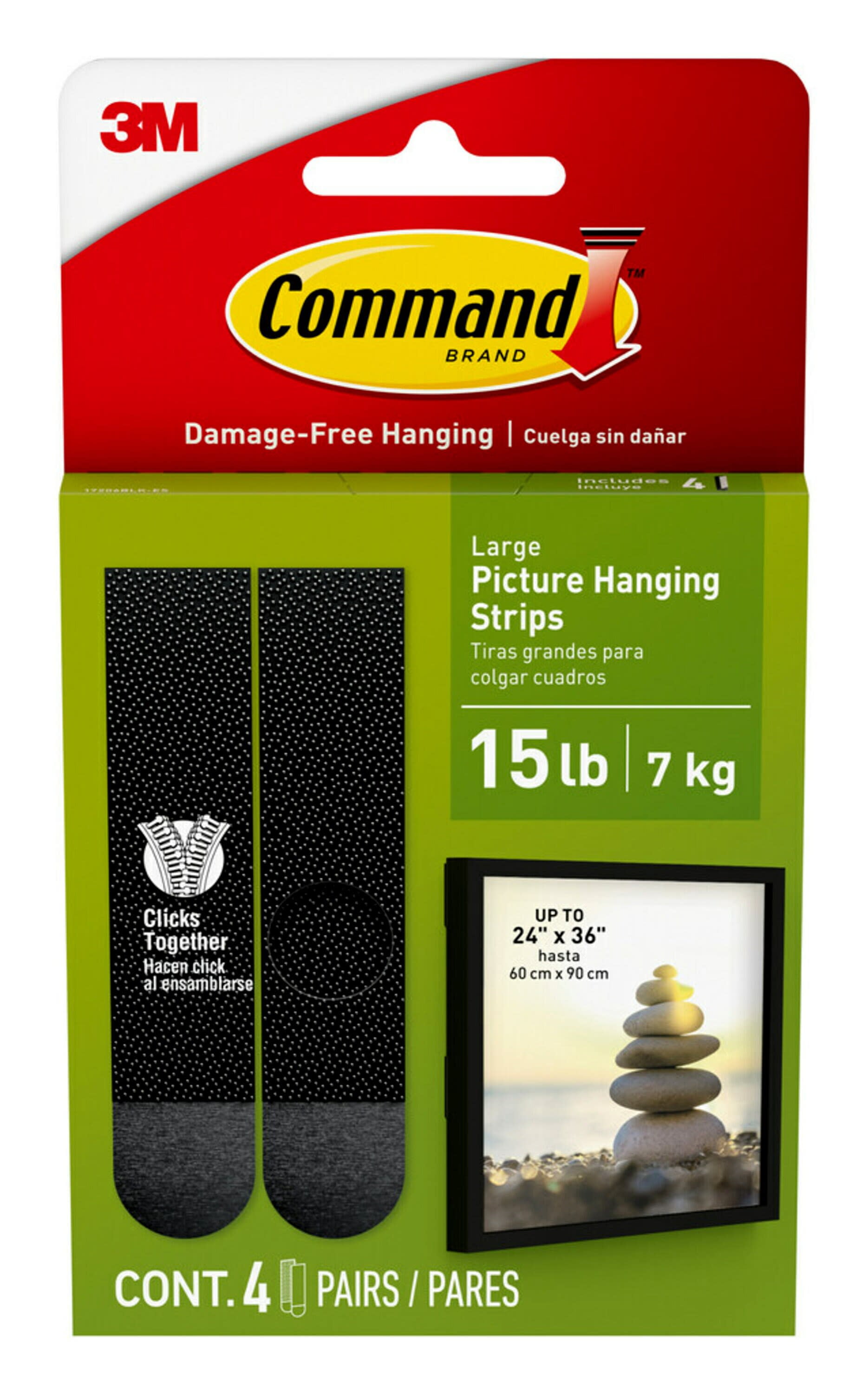 Command Black Picture Hanging Strips Value Pack, Large, 12 Sets of Strips/Pack