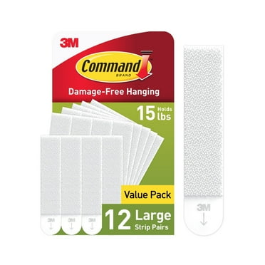 Command Large Picture Hangers, White, Damage-Free Hanging, 12 Pairs