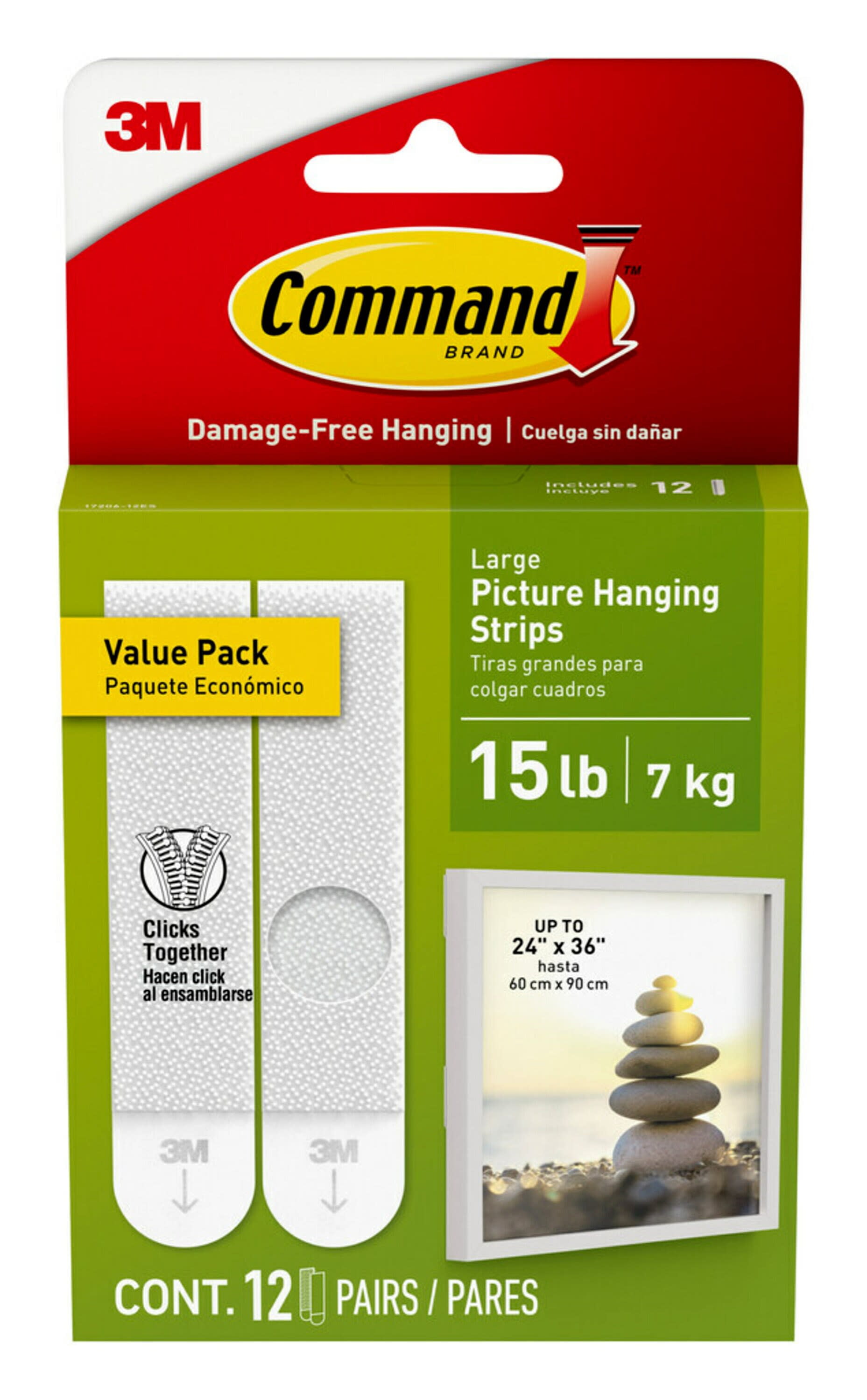 Command Poster Strips, White, Damage-Free Hanging, 48 Command Strips 