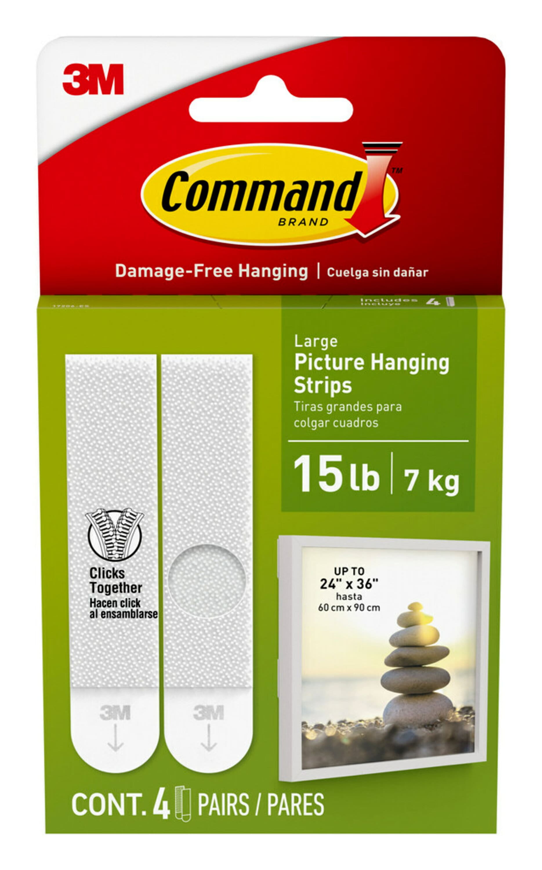 36 Pairs Heavy Duty Adhesive Command Picture Hanging Strips Large Non-Trace  Hook
