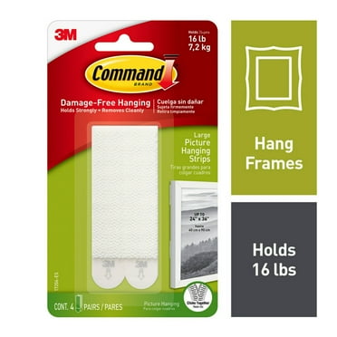 Command Large Picture Hangers, White, Damage-Free Hanging, 4 Pairs