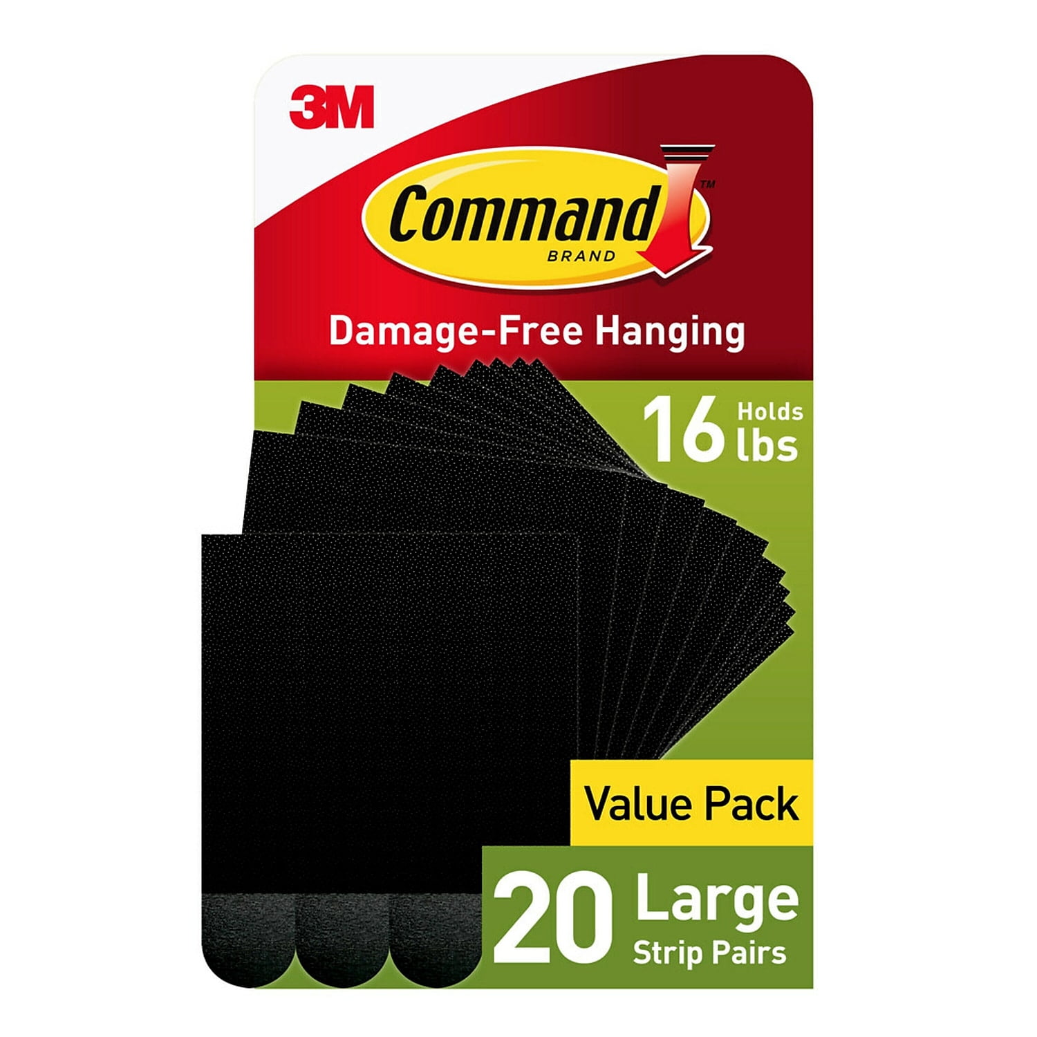 Command Large Black Picture Hanging Strips, 20 Pairs