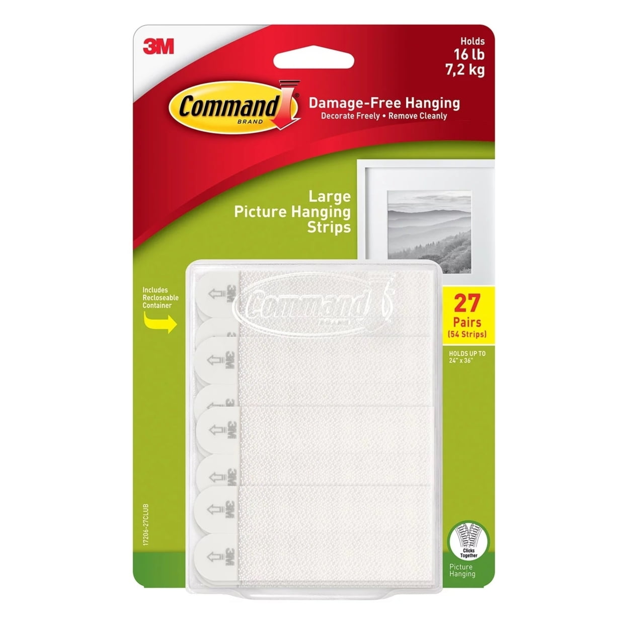 Command Large Picture Hanging Strips 27 Pairs/Pack