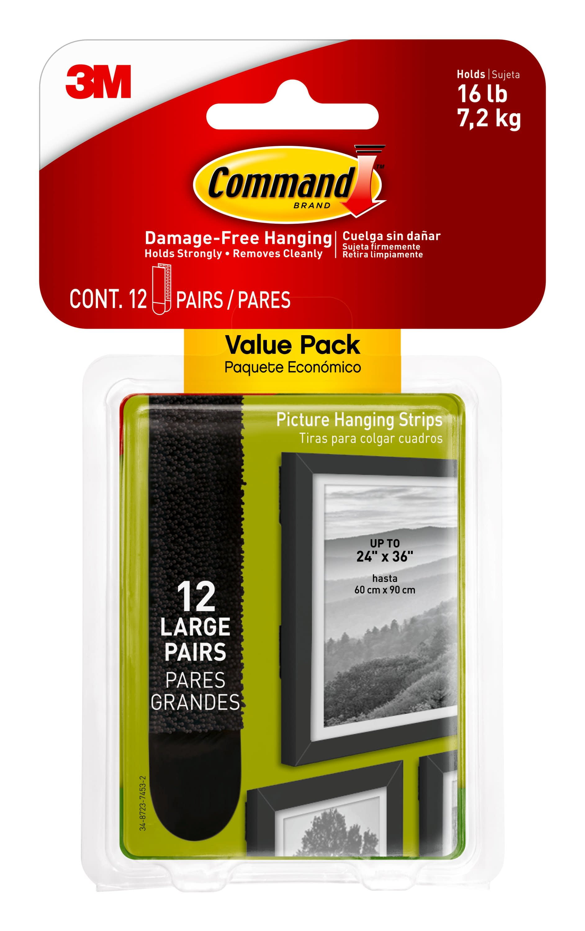 Command Large Picture Hanging Strips Value Pack, Black, 12/Pack Command Large Picture Hanging Strips Value Pack, Black, 12/Pack