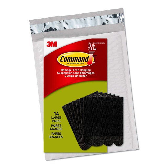 Command Large Picture Hanging Strips, 14 Black Adhesive Strip Pairs 28