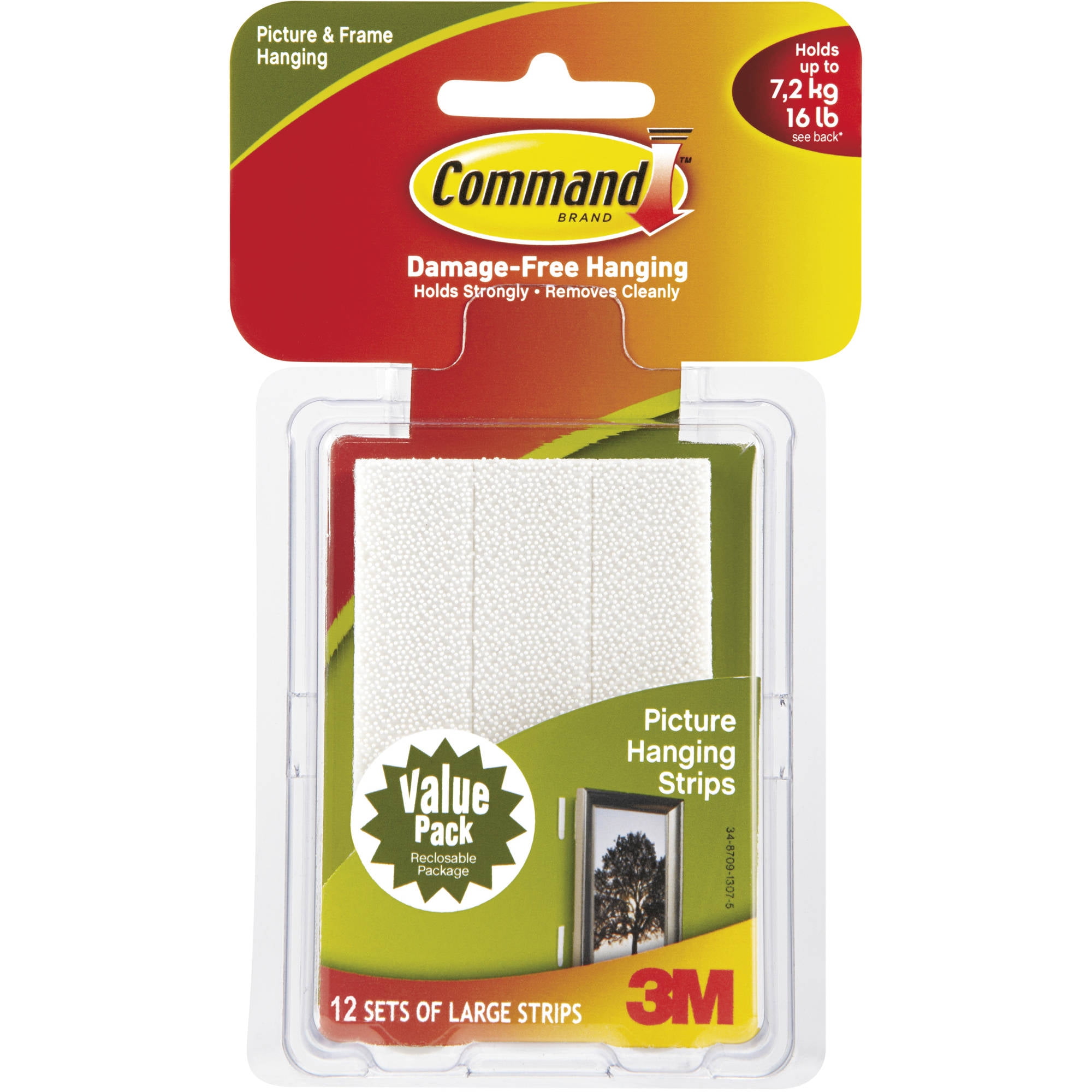 Command 12 Sets Of Strips Large Sized Picture Hanging Strips White : Target