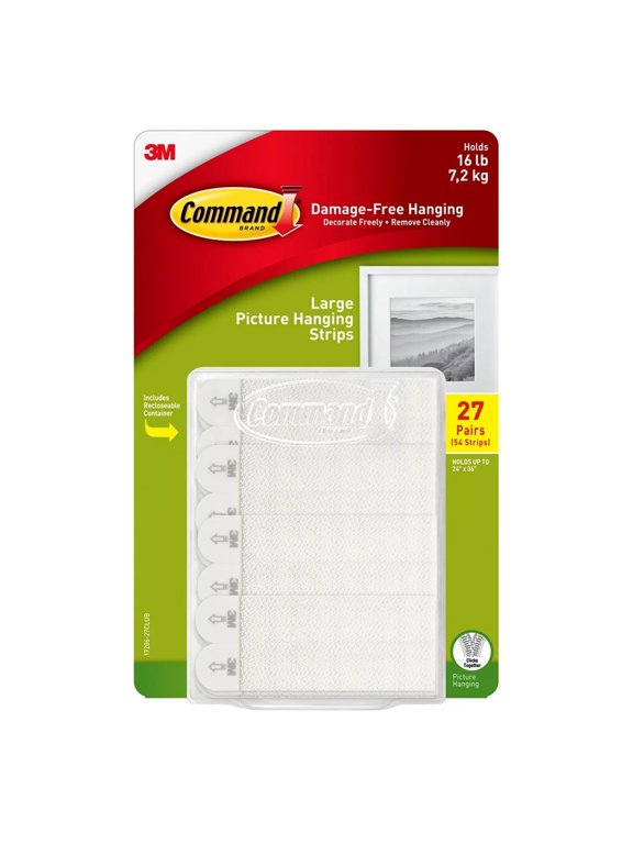Large Picture Hanging Strips White (27 Pairs/Pack)