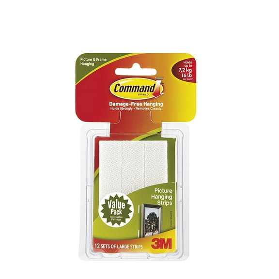 Command Large Picture Hanging Strips - Easy Installation - 36 Strips, White