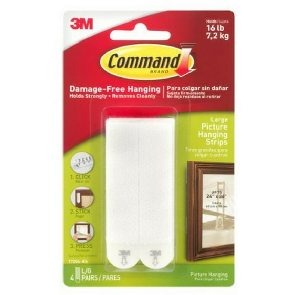 Command Large Picture Hanging Strips, White 4 ea (Pack of 2)