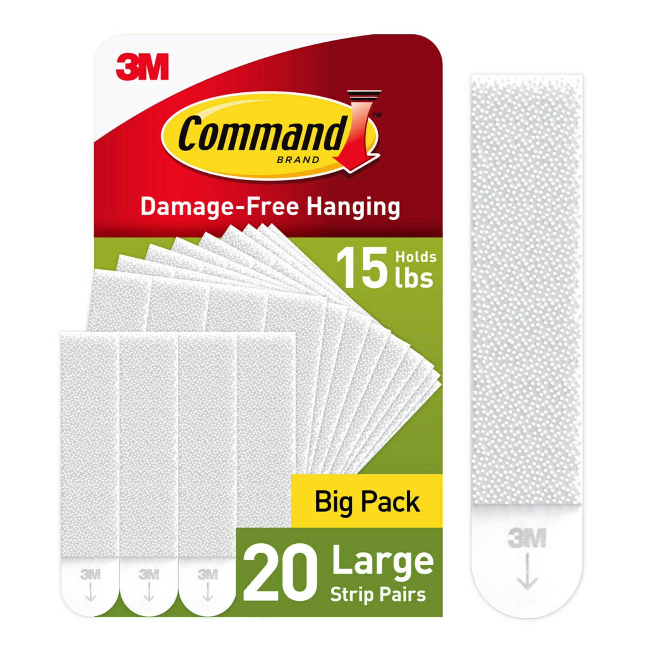 Command Large Picture Hanging Strips, White, Damage Free Hanging, 20 Pairs