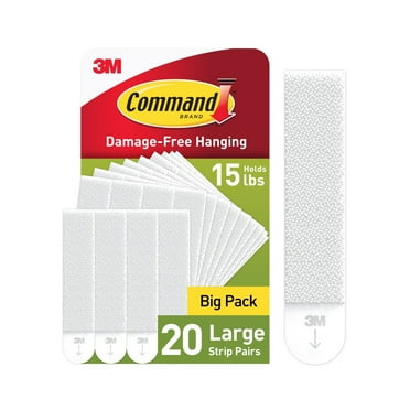 Command Large Picture Hanging Strips, White, Damage Free Hanging, 20 Pairs