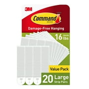 Command Large Picture Hanging Strips, White, Damage Free Hanging, 20 Pairs