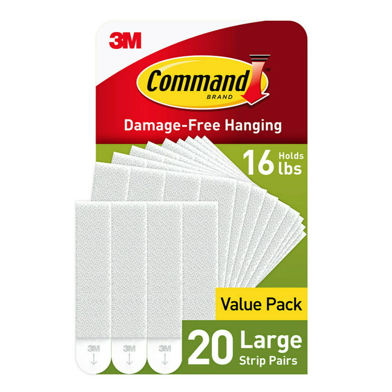 Command Damage Free Hanging Strips for Large Wall Hooks, Removable  Adhesive, No Tools, 20 White Strips