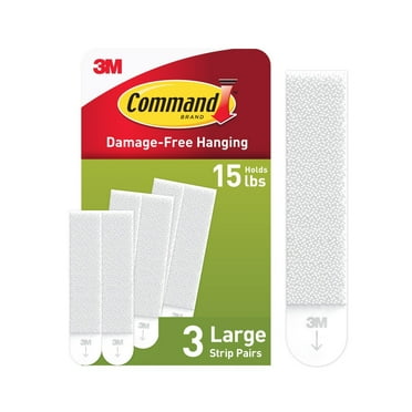 Command Large Picture Hanging Strips, White, Damage Free Hanging, 3 Pairs