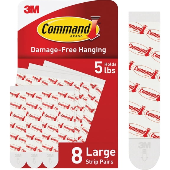 Command Large Refill Strips Removable, 8-Pack (White)