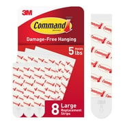 Command Large Replacement Strips for Hooks, Foam, Plastic, 8 Adhesive Strips, 17023-8ESF