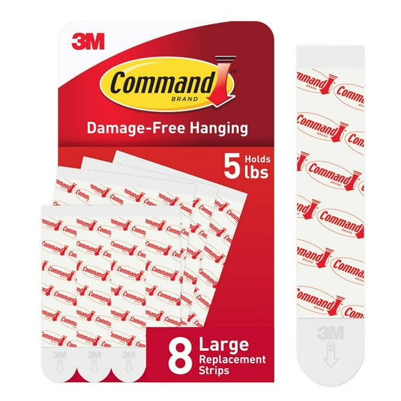 Command Large Replacement Strips, Foam, Plastic, 8 Strips, 17023-8ESF